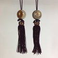 Japanese Hanging Scroll Weights Vtg Fuchin Marble Stone Purple Tassel FC284