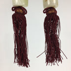 Japanese Hanging Scroll Weights Vtg Fuchin Marble Stone Purple Tassel FC287
