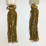 Japanese Hanging Scroll Weights Vtg Fuchin Marble Stone Yellow Tassel FC275