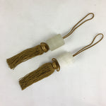 Japanese Hanging Scroll Weights Vtg Fuchin Marble Stone Yellow Tassel FC275