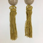 Japanese Hanging Scroll Weights Vtg Fuchin Marble Stone Yellow Tassel FC280