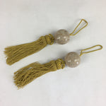 Japanese Hanging Scroll Weights Vtg Fuchin Marble Stone Yellow Tassel FC280