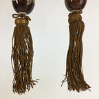 Japanese Hanging Scroll Weights Vtg Fuchin Porcelain Brown Tassel FC277