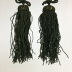 Japanese Hanging Scroll Weights Vtg Fuchin Porcelain Green Tassel FC270