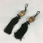 Japanese Hanging Scroll Weights Vtg Fuchin Porcelain Green Tassel FC270
