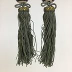 Japanese Hanging Scroll Weights Vtg Fuchin Porcelain Green Tassel FC271