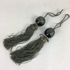 Japanese Hanging Scroll Weights Vtg Fuchin Porcelain Green Tassel FC271