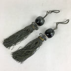 Japanese Hanging Scroll Weights Vtg Fuchin Porcelain Green Tassel FC271
