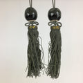 Japanese Hanging Scroll Weights Vtg Fuchin Porcelain Green Tassel FC271