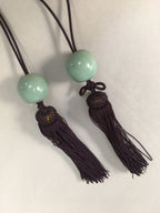 Japanese Hanging Scroll Weights Vtg Fuchin Porcelain Purple Tassel FC265
