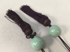 Japanese Hanging Scroll Weights Vtg Fuchin Porcelain Purple Tassel FC265