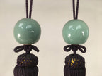 Japanese Hanging Scroll Weights Vtg Fuchin Porcelain Purple Tassel FC265