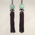 Japanese Hanging Scroll Weights Vtg Fuchin Porcelain Purple Tassel FC265