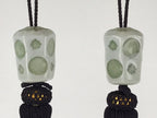Japanese Hanging Scroll Weights Vtg Fuchin Porcelain Purple Tassel FC300
