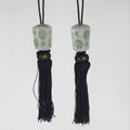 Japanese Hanging Scroll Weights Vtg Fuchin Porcelain Purple Tassel FC300