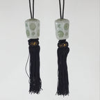Japanese Hanging Scroll Weights Vtg Fuchin Porcelain Purple Tassel FC300