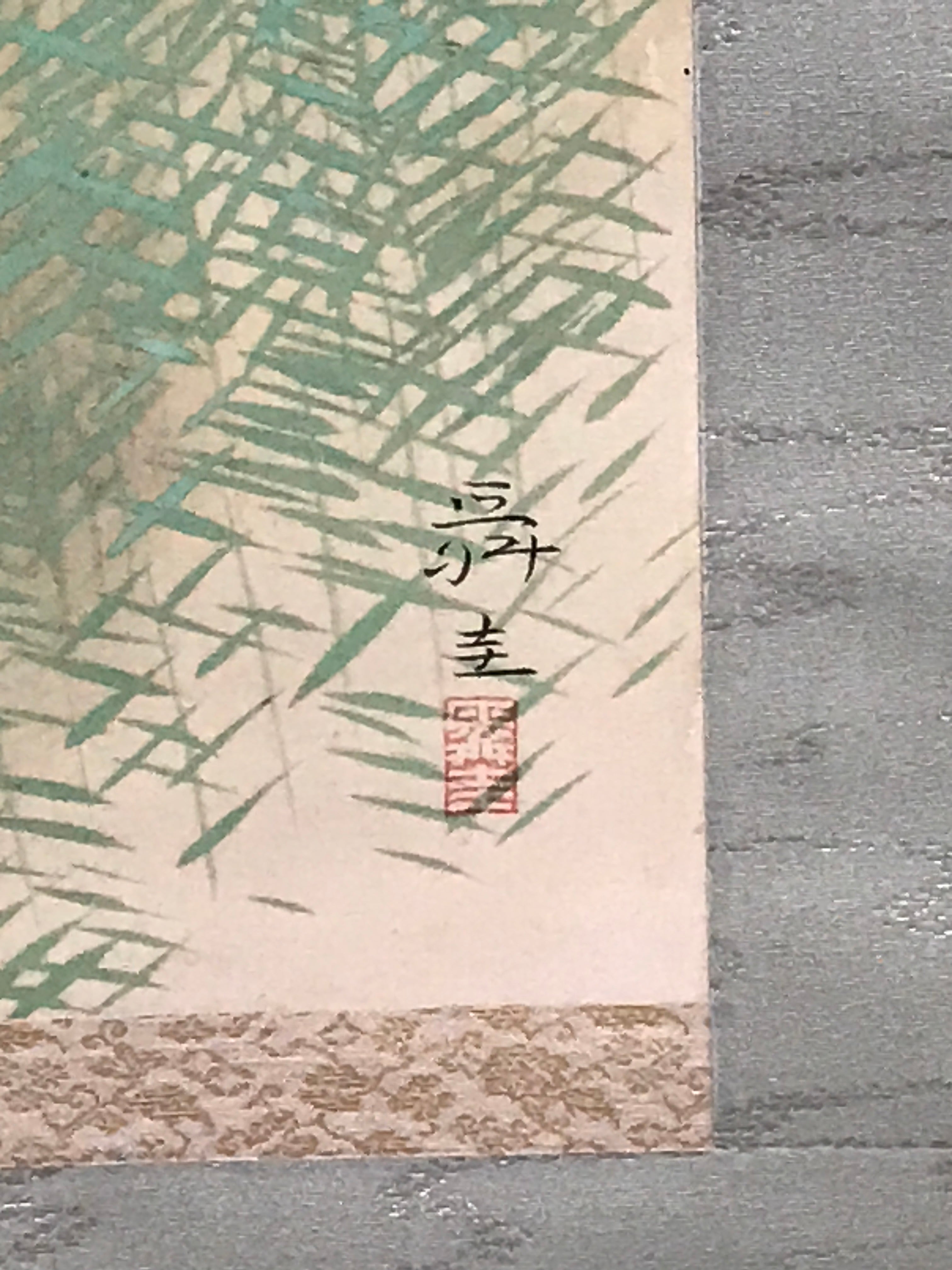 Japanese Hanging Scroll White Heron On A Boat Picture Kakejiku Kakemono SC788