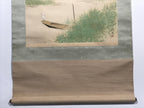 Japanese Hanging Scroll White Heron On A Boat Picture Kakejiku Kakemono SC788