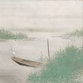 Japanese Hanging Scroll White Heron On A Boat Picture Kakejiku Kakemono SC788