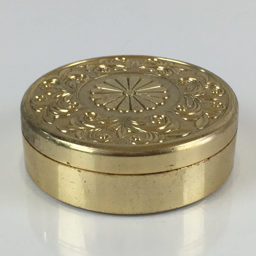 Japanese Hanko Ink pad Case Gold Chrysanthemum Crest Red 24KGP Shuniku JK396