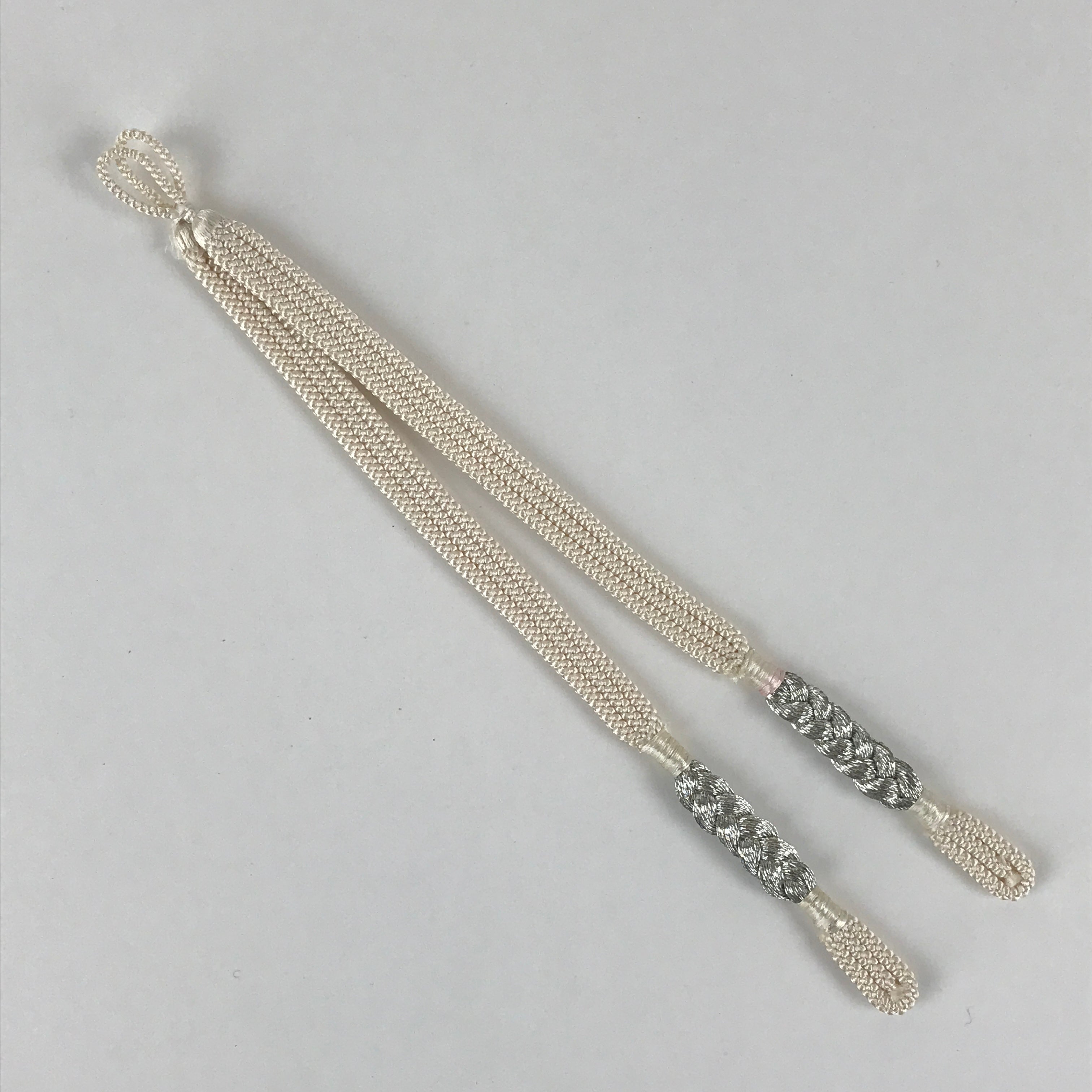 Japanese Haori Himo Ties Kimono Jacket Kimono Accessory Silk White String OJ185