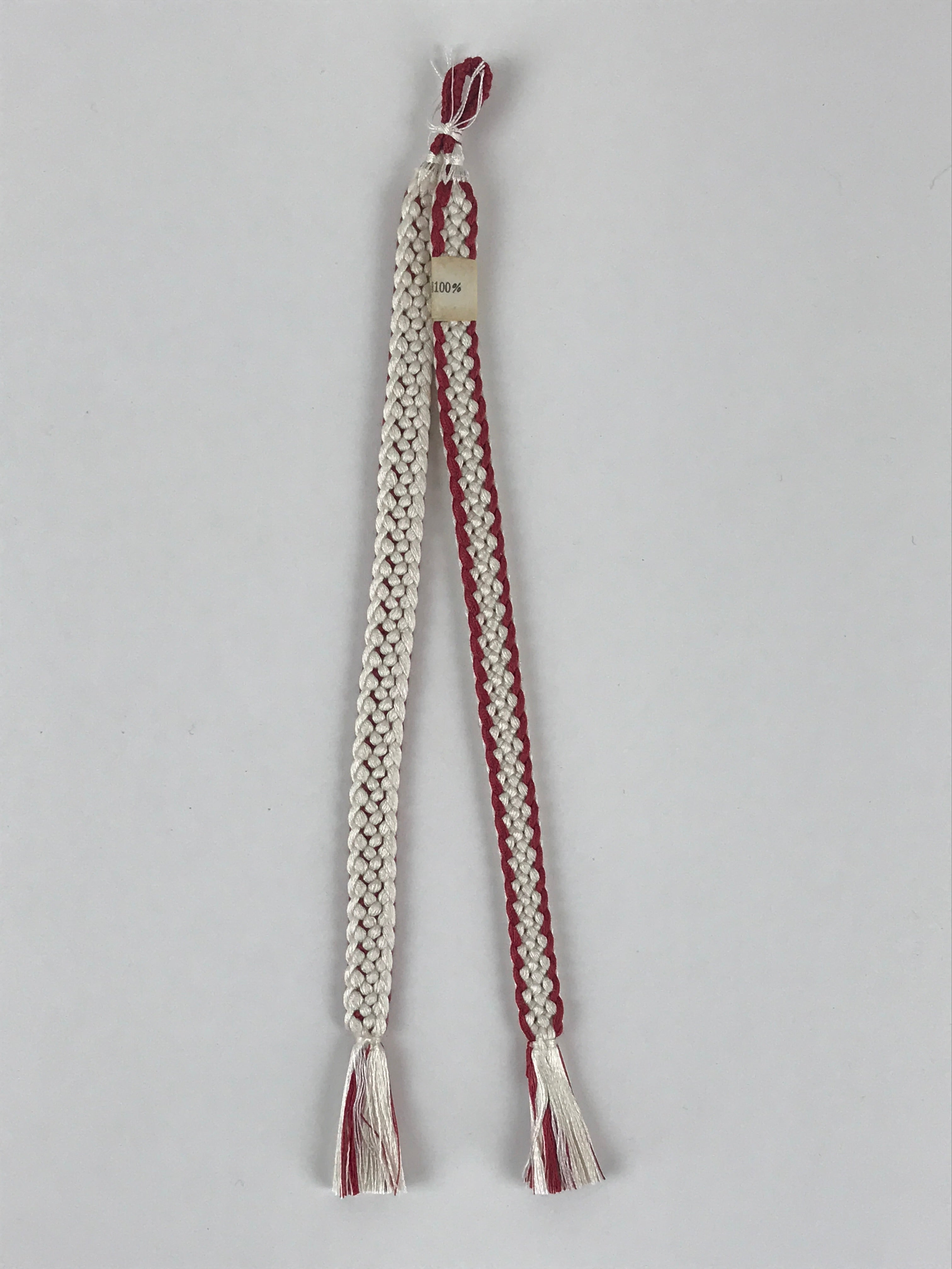 Japanese Haori Himo Ties Kimono Jacket Vtg Kimono Accessory Silk White Red OJ189