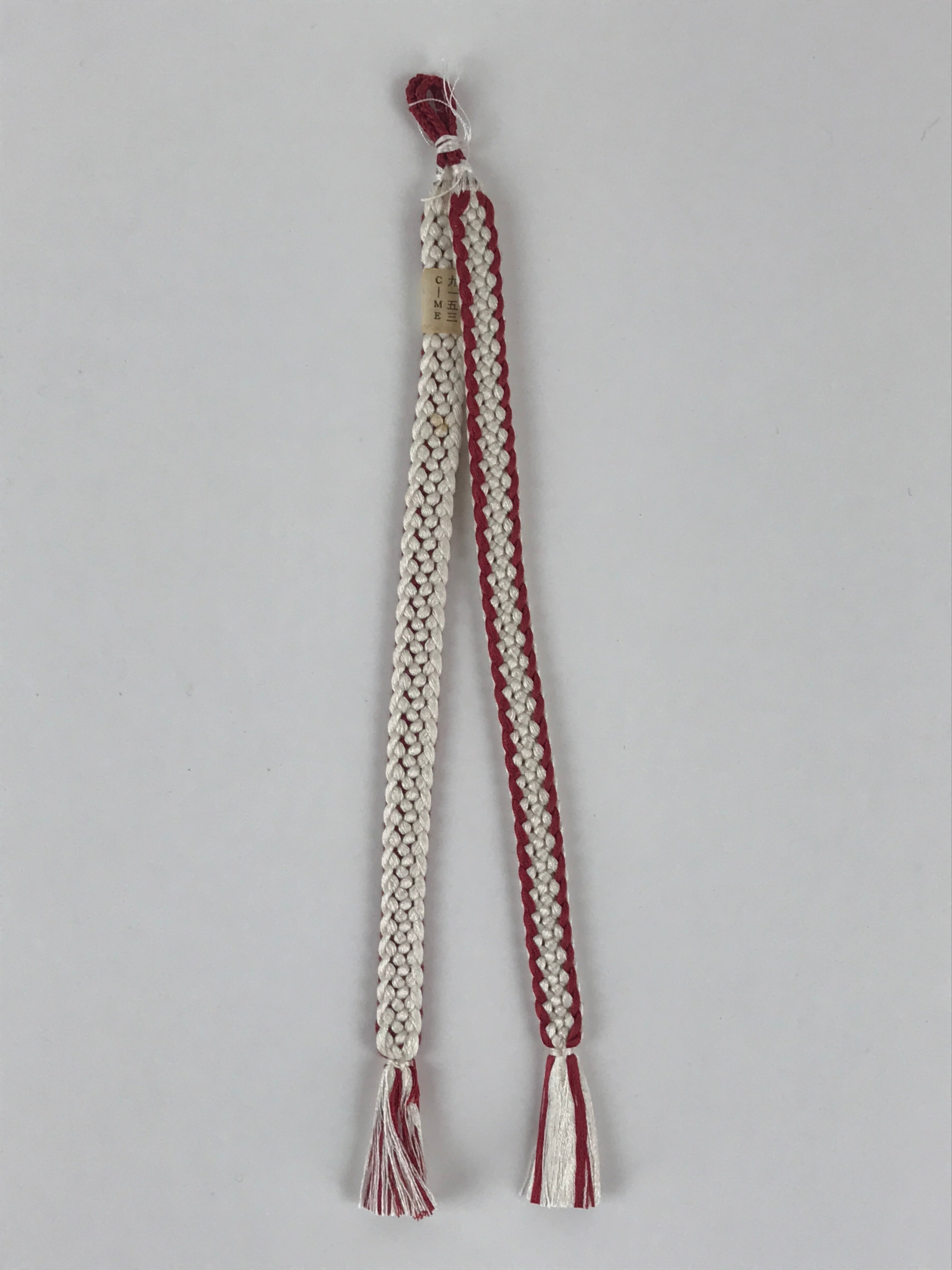 Japanese Haori Himo Ties Kimono Jacket Vtg Kimono Accessory Silk White Red OJ189