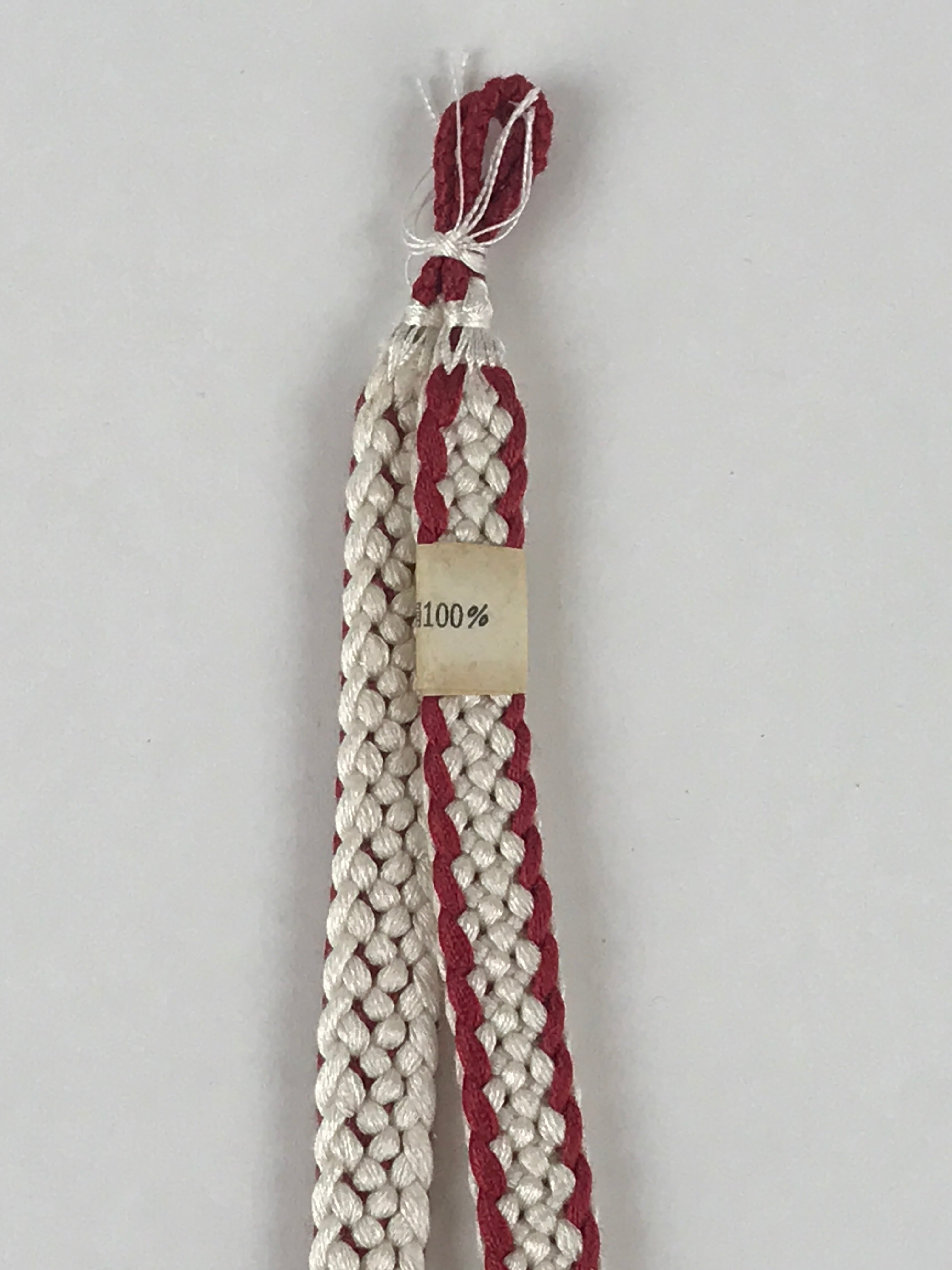 Japanese Haori Himo Ties Kimono Jacket Vtg Kimono Accessory Silk White Red OJ189