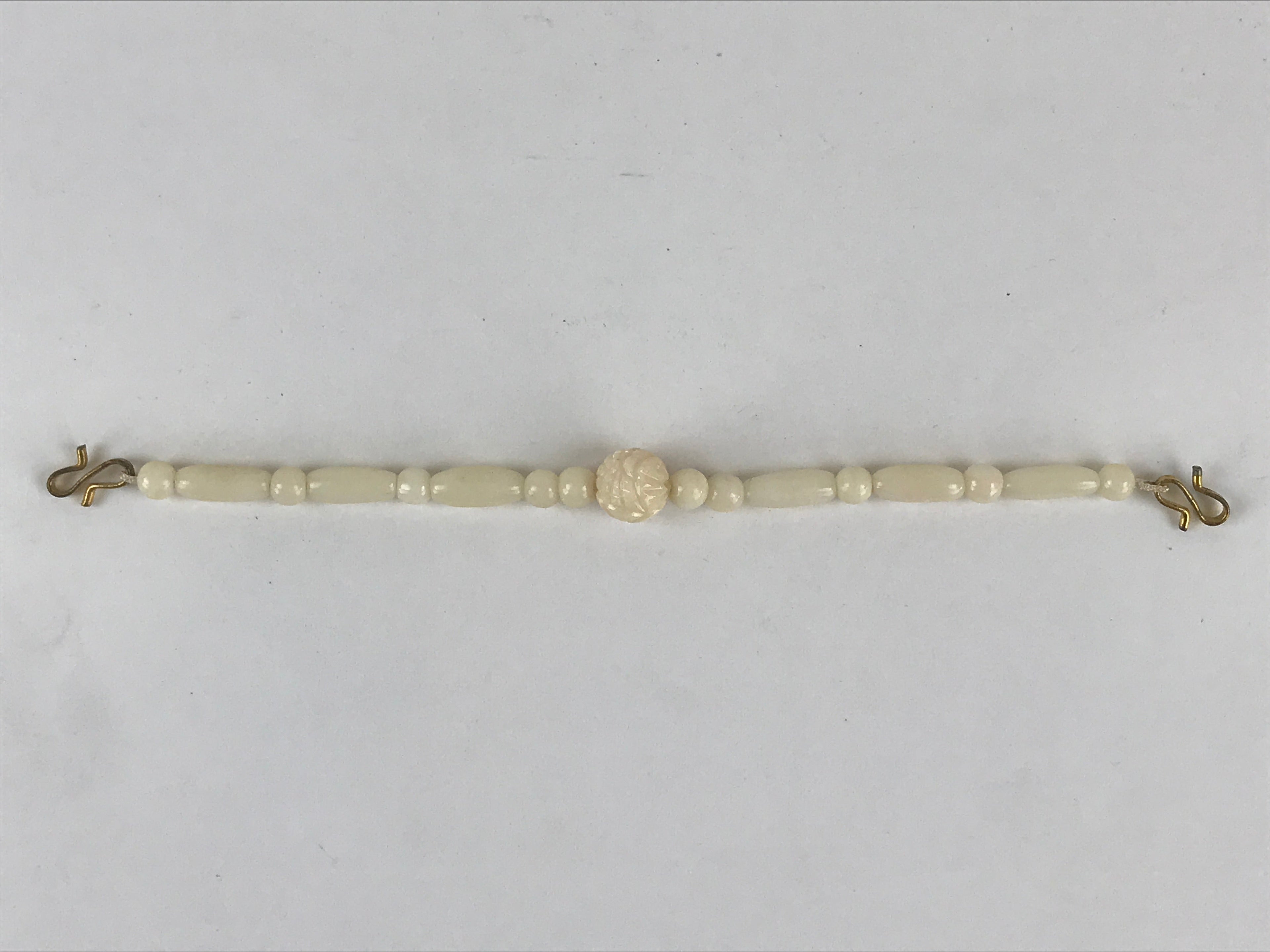 Japanese Haori Himo White Carved Beads Kimono Jacket Vtg Kimono Accessory OJ191