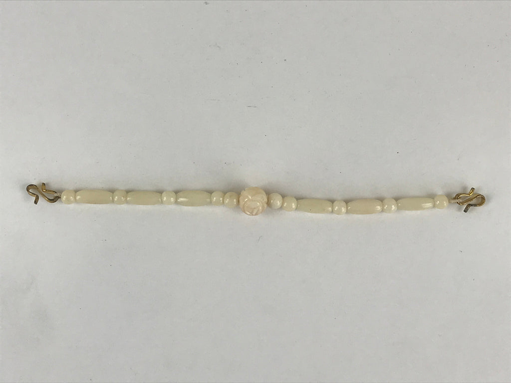Japanese Haori Himo White Carved Beads Kimono Jacket Vtg Kimono Accessory OJ191