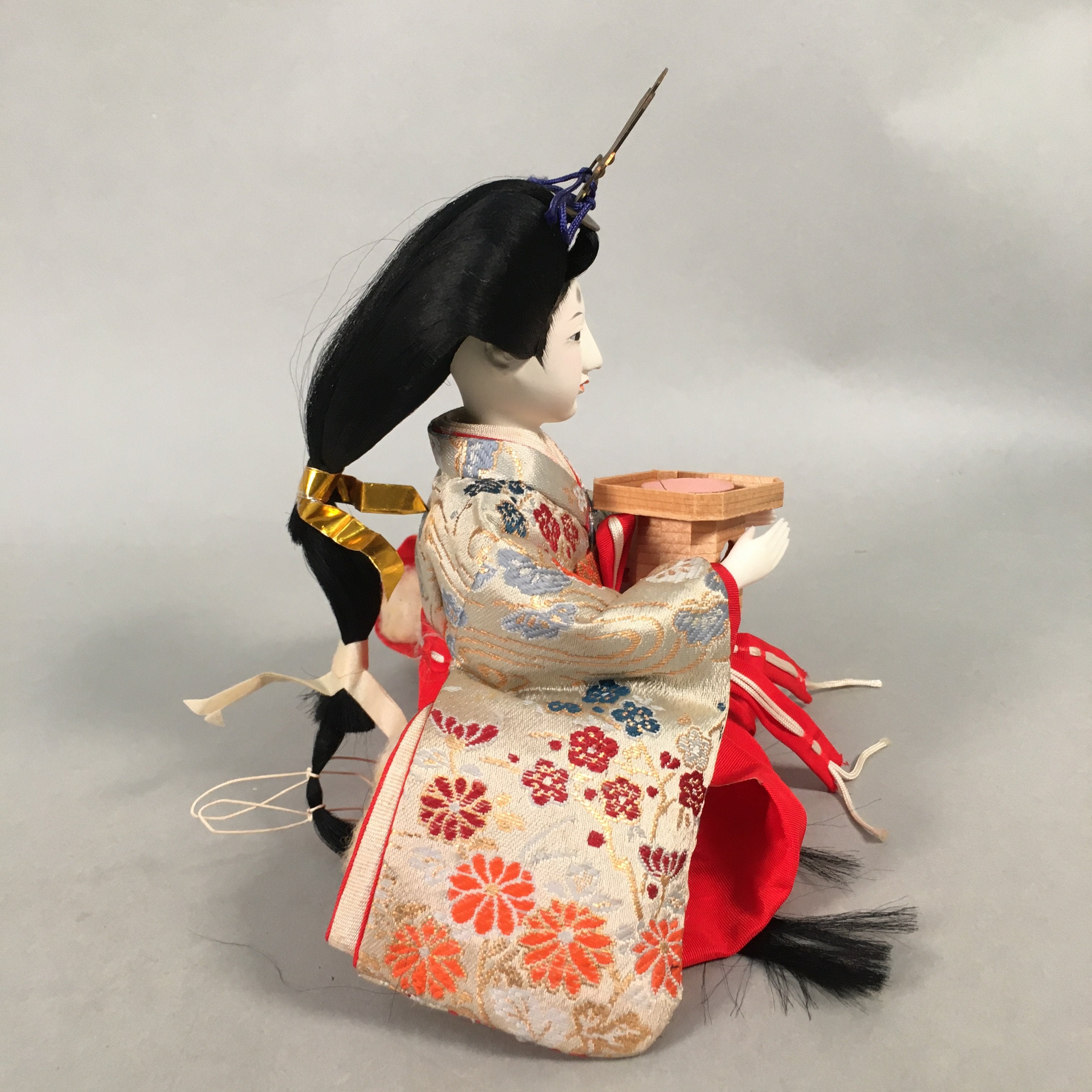 Japanese Hina Doll Court Lady Vtg Girls Day Decor Kimono Woman Sitting ID369