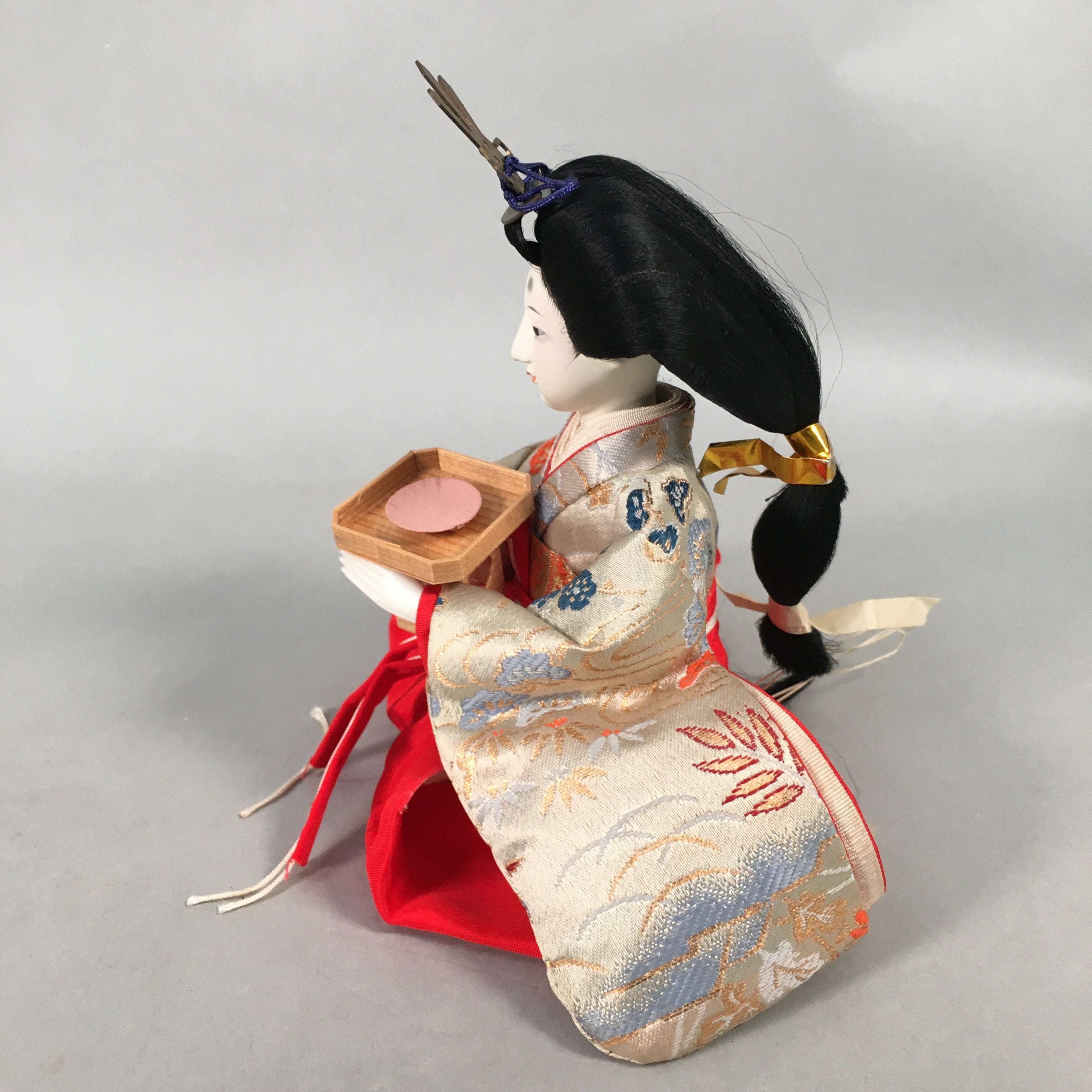 Japanese Hina Doll Court Lady Vtg Girls Day Decor Kimono Woman Sitting ID369
