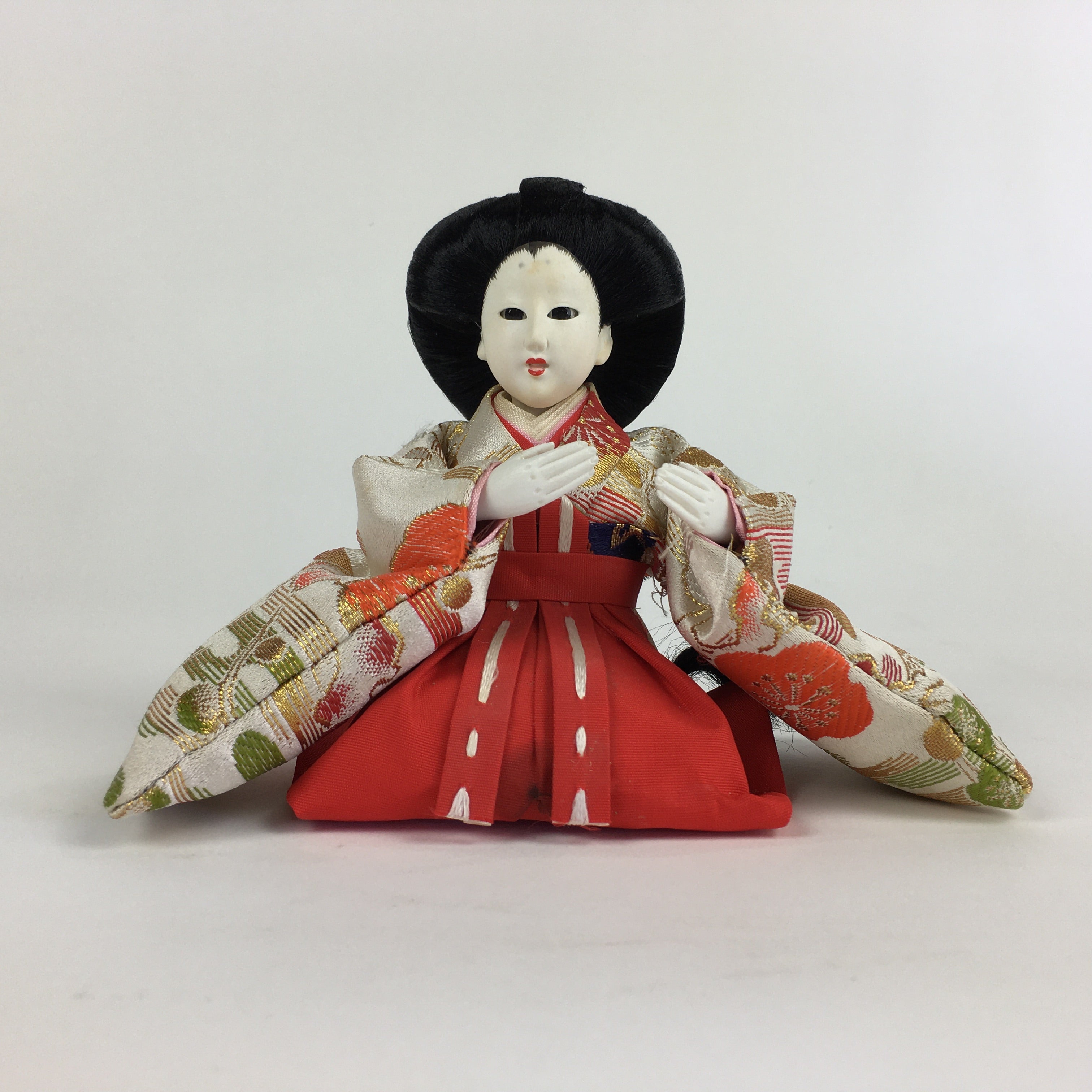 Japanese Hina Doll Court Lady Vtg Girls Day Decor Kimono Woman Sitting ID442