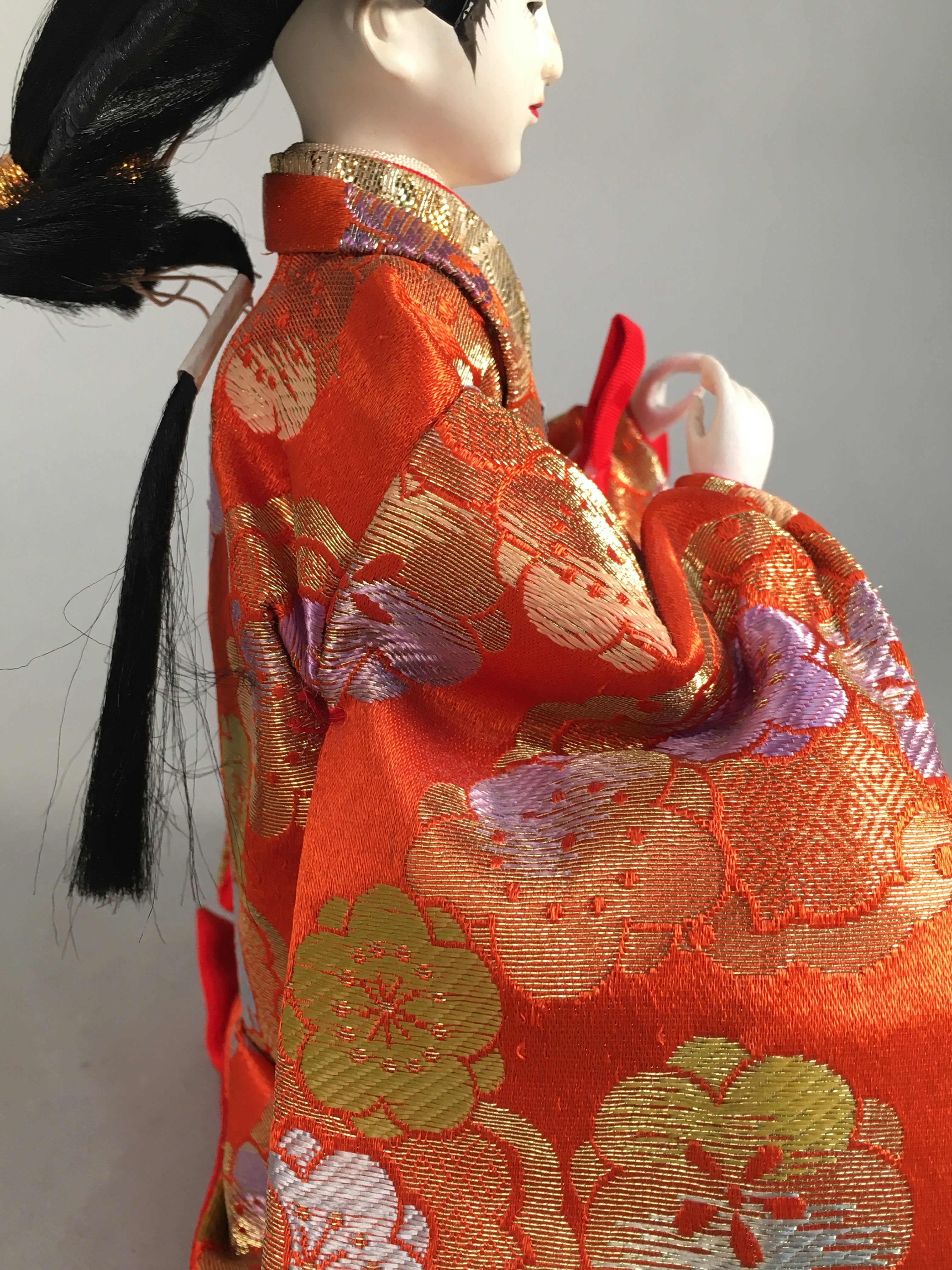 Japanese Hina Doll Court Lady Vtg Girls Day Decor Kimono Woman Standing ID294