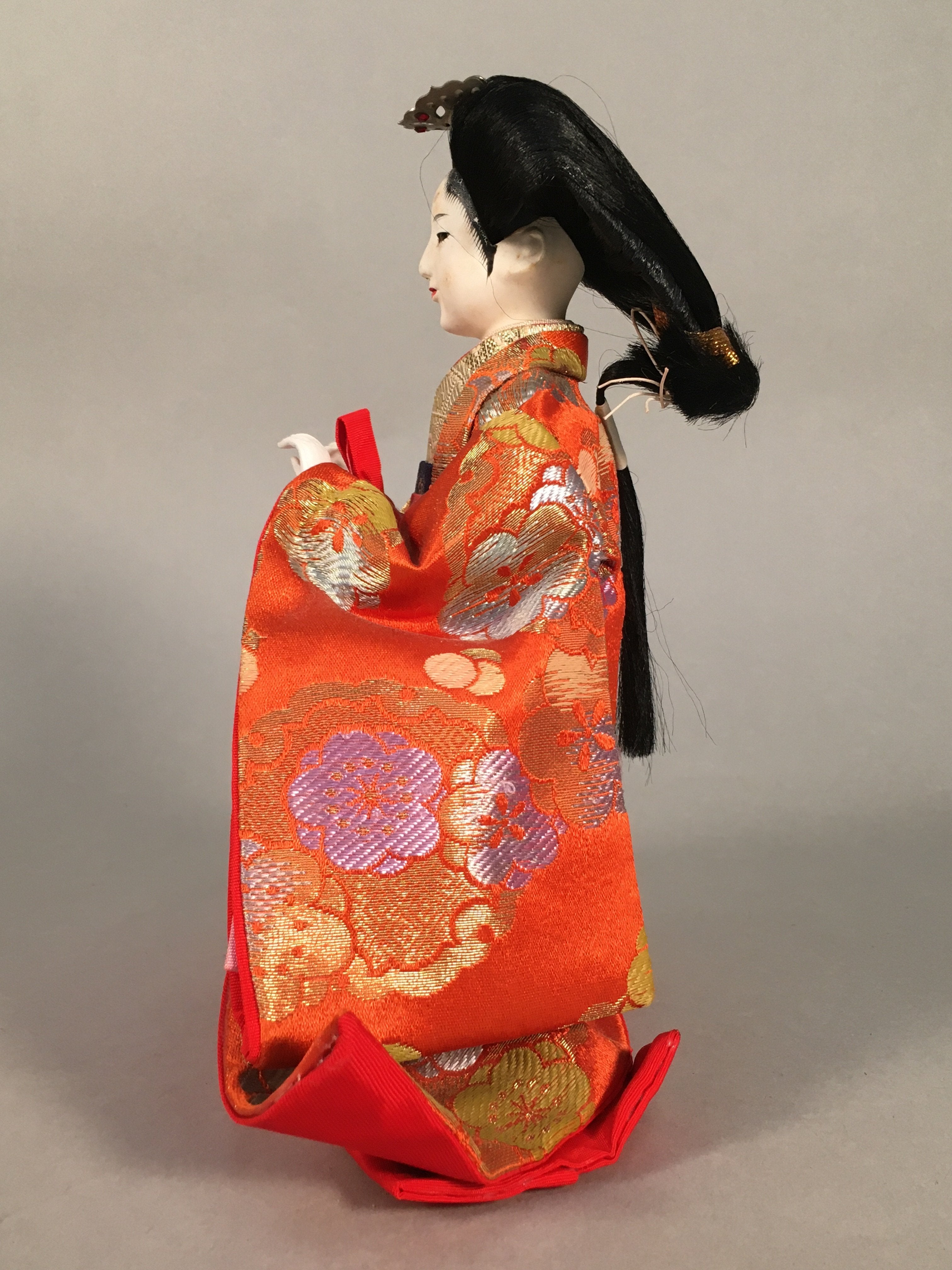 Japanese Hina Doll Court Lady Vtg Girls Day Decor Kimono Woman Standing ID294