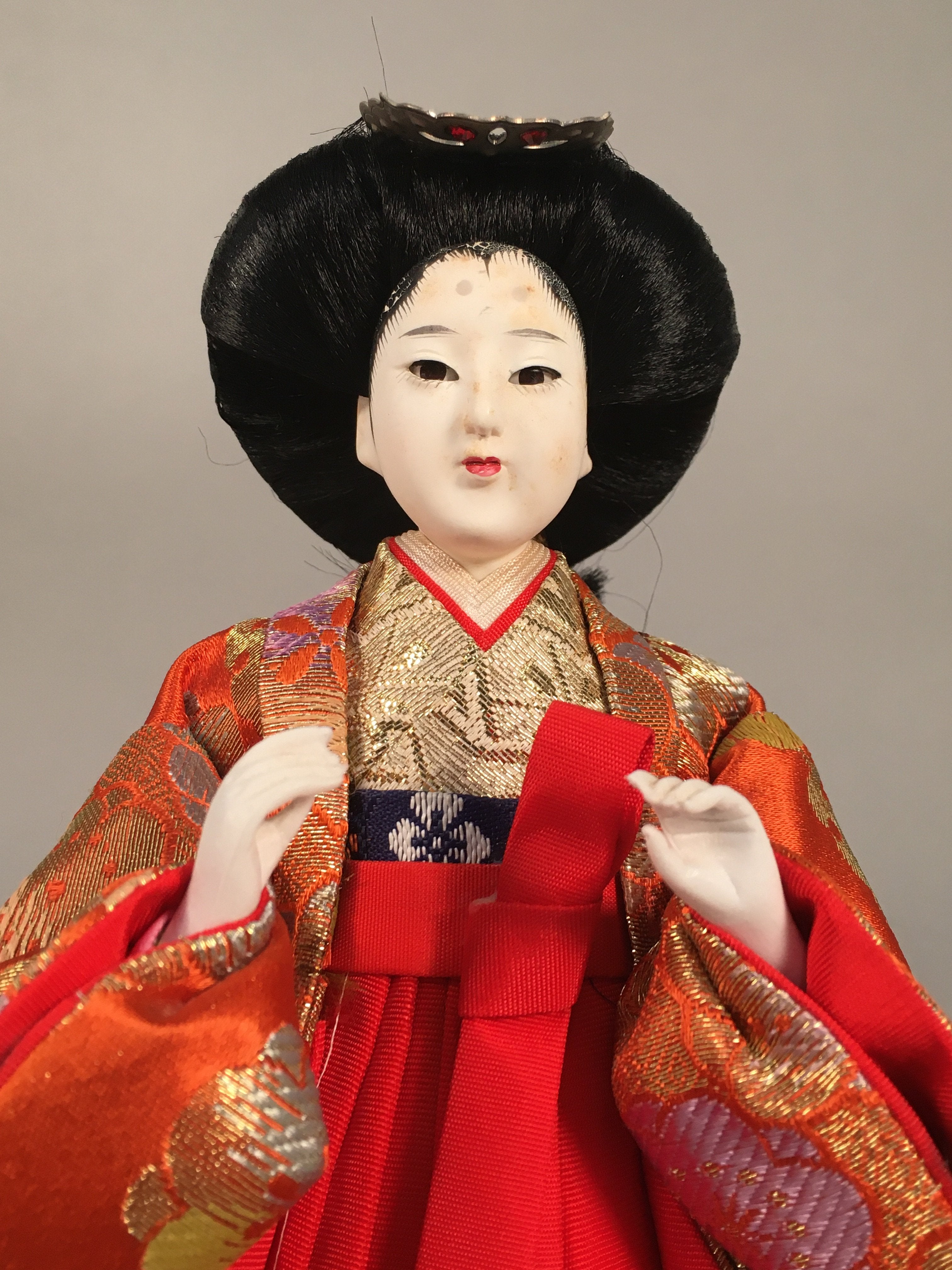 Japanese Hina Doll Court Lady Vtg Girls Day Decor Kimono Woman Standing ID294