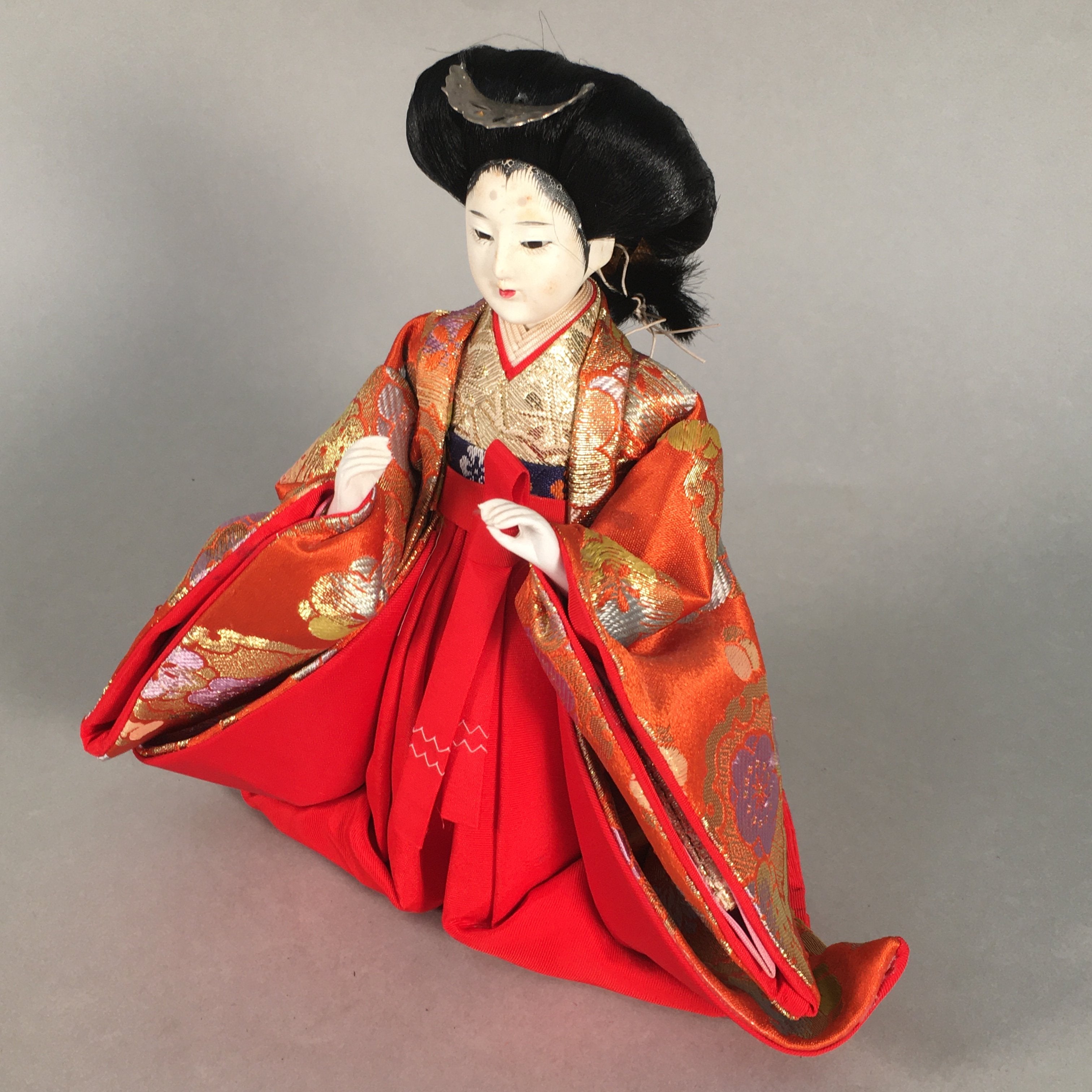 Japanese Hina Doll Court Lady Vtg Girls Day Decor Kimono Woman Standing ID294