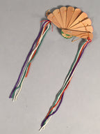 Japanese Hina Doll Folding Fan Vtg Accessory Wooden Sensu Empress ID316