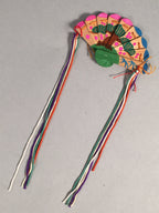 Japanese Hina Doll Folding Fan Vtg Accessory Wooden Sensu Empress ID316