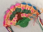 Japanese Hina Doll Folding Fan Vtg Accessory Wooden Sensu Empress ID316