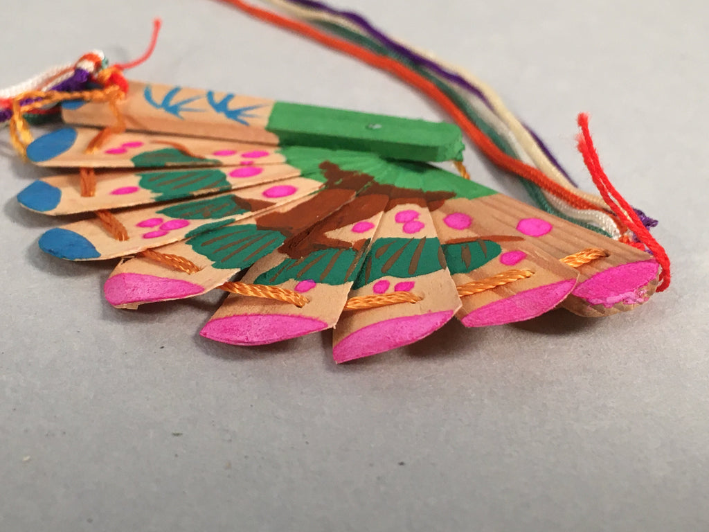 Japanese Hina Doll Folding Fan Vtg Accessory Wooden Sensu Empress ID316