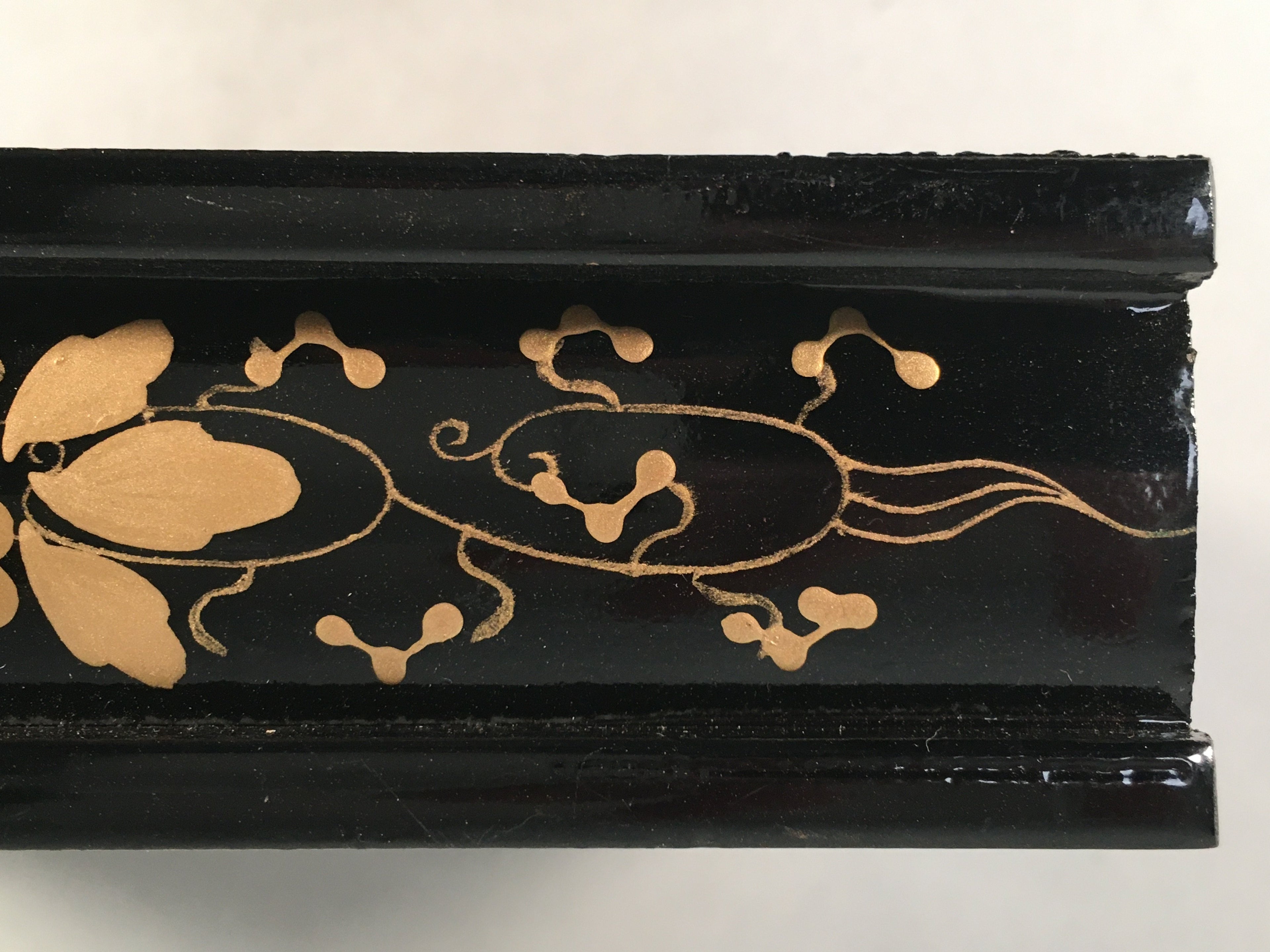 Japanese Hina Doll Furniture Base Throne Vtg Wooden Stand Gold Makie ID328