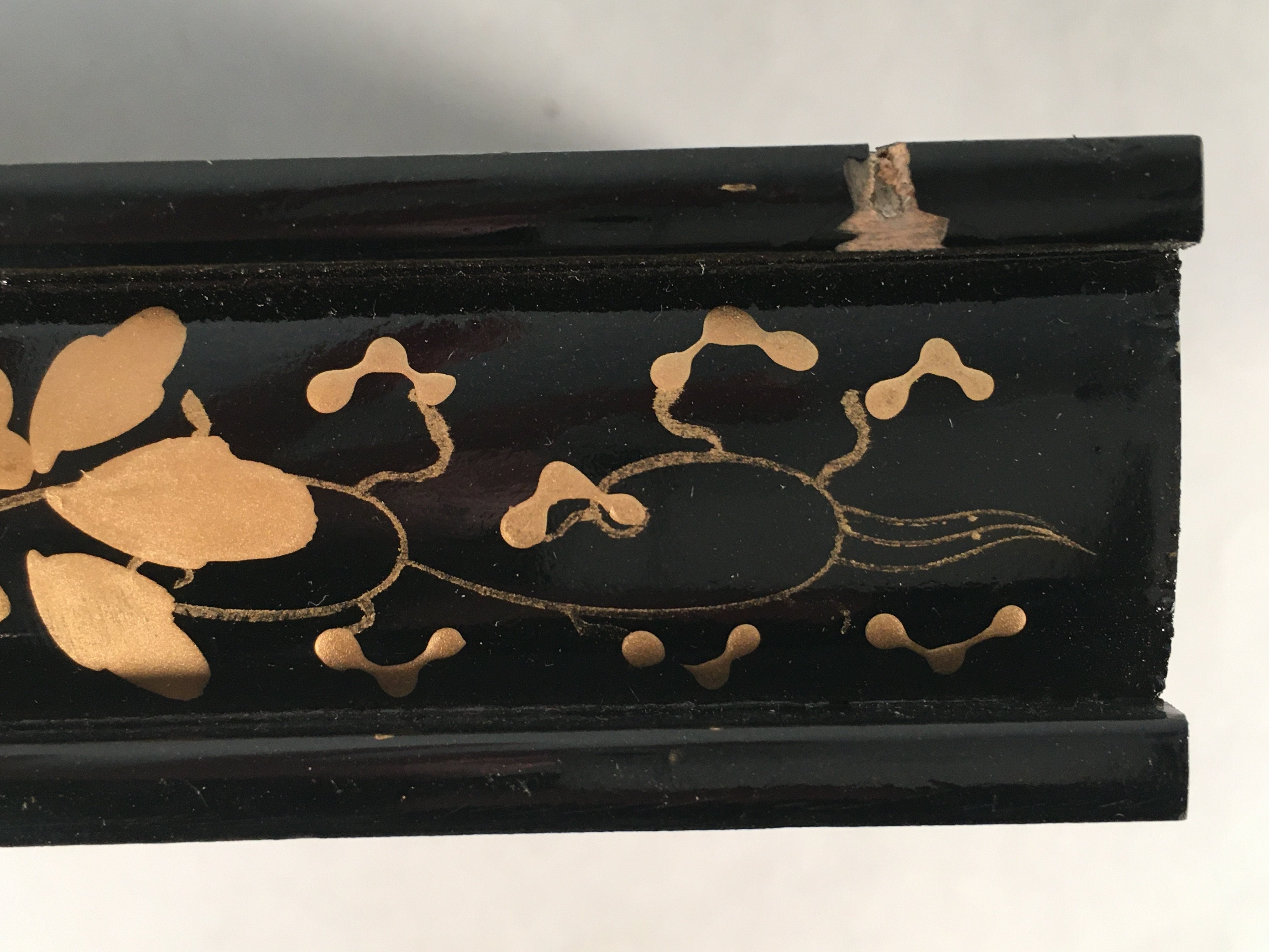 Japanese Hina Doll Furniture Base Throne Vtg Wooden Stand Gold Makie ID332