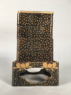 Japanese Hina Doll Furniture Lunch Box Stand Vtg Jubako Black Gold Makie ID288