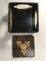 Japanese Hina Doll Furniture Lunch Box Stand Vtg Jubako Black Gold Makie ID288