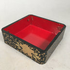 Japanese Hina Doll Furniture Lunch Box Stand Vtg Jubako Black Gold Makie PX519