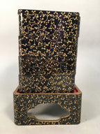 Japanese Hina Doll Furniture Lunch Box Stand Vtg Jubako Black Gold Makie PX519