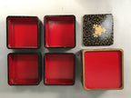 Japanese Hina Doll Furniture Lunch Box Stand Vtg Jubako Black Gold Makie PX519