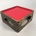 Japanese Hina Doll Furniture Lunch Box Stand Vtg Jubako Black Gold Makie PX519