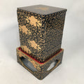 Japanese Hina Doll Furniture Lunch Box Stand Vtg Jubako Black Gold Makie PX519
